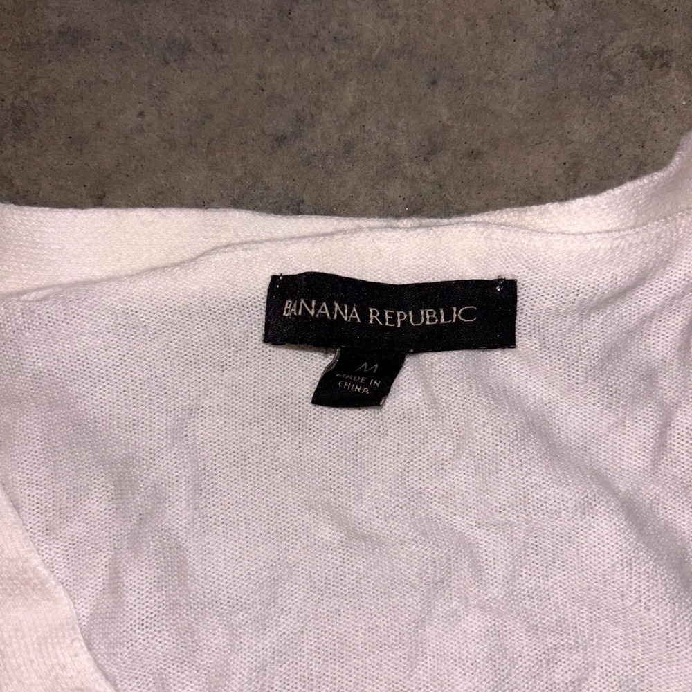 Banana Republic Cardigan Sweater Womens Medium White Cotton V Neck Button Front - Picture 4 of 14